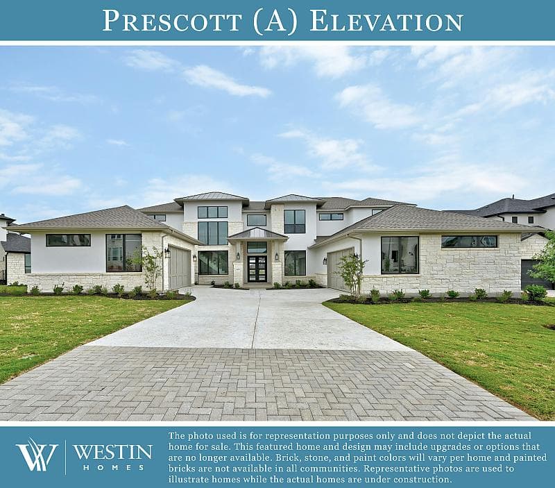 Westin Homes · The Prescott plan · cover elevation